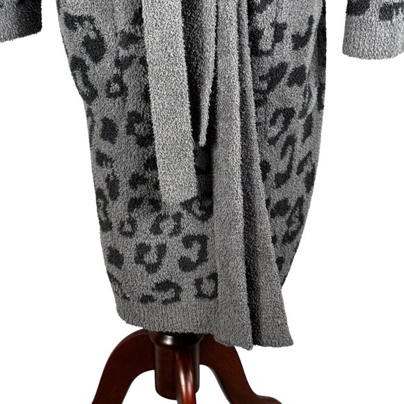 Barefoot Dreams CozyChic® Leopard Print Robe | Charcoal Gray | Size Large - Picture 3 of 11